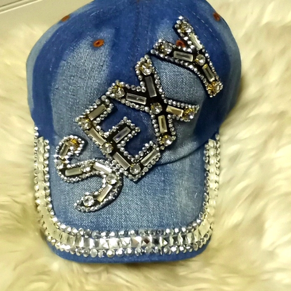 SEXY Bling 💎 Denim Baseball Cap - Picture 3 of 12